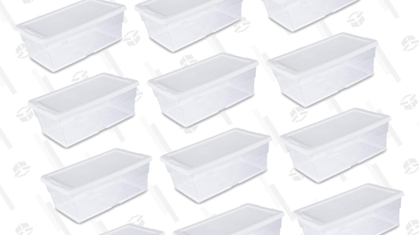 Sterilite 6 Quart Clear Stacking Closet Storage Tote with White Lid (12 Pack) | $24 | Walmart